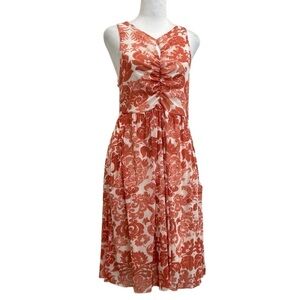 Anthropologie Weston Wear Red & White Floral Mesh Mini Dress w Pockets